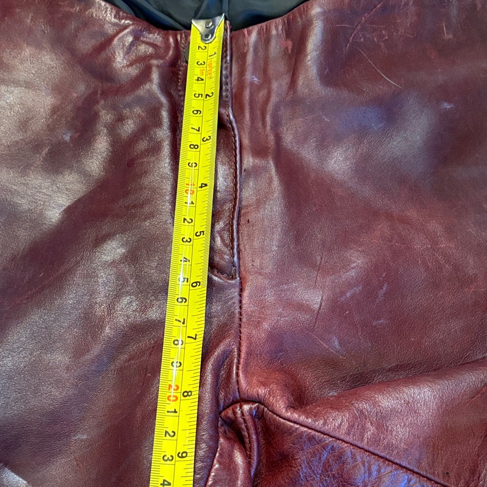 ♥️Rachelle Burgundy Leather Partial Lined Bootcut Flare Pants - Picture 13 of 13